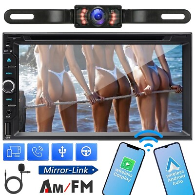 #ad 7inch 2 Din Car CD DVD Player Apple CarPlay Android Auto Stereo Radio SD Camera $114.99