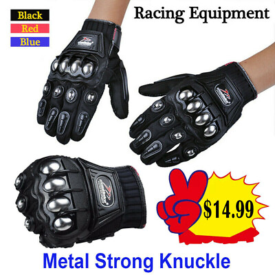 #ad Alloy Steel Motorcycle Motorbike Power Sports Racing Gloves Metal Strong Knuckle $14.99