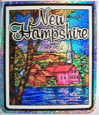 #ad New Hampshire State Vinyl Reflective Souvenir Decal with Glitter $3.68