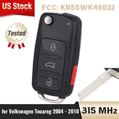 #ad for Volkswagen Touareg 2004 2010 Flip Remote Key Fob KR55WK45022 315MHz ID46 $14.98