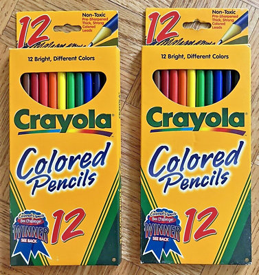 #ad Vintage Crayola 12 Pack Pair Colored Pencils 1998 Brand New *Lot Of Two* PAIR $11.84