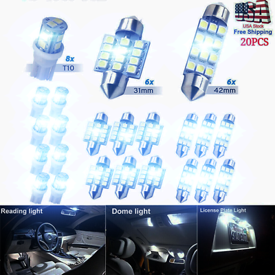 #ad #ad 6500K LED Interior Lights Bulbs Kit Car Trunk Dome License Plate Lamps 20pcs NEW $5.99