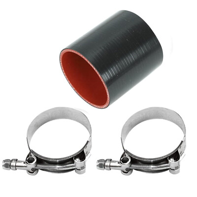 #ad 2.5quot; inch 63 mm ID Straight Silicone Coupler Hose Pipe Black Red T Clamp $7.99