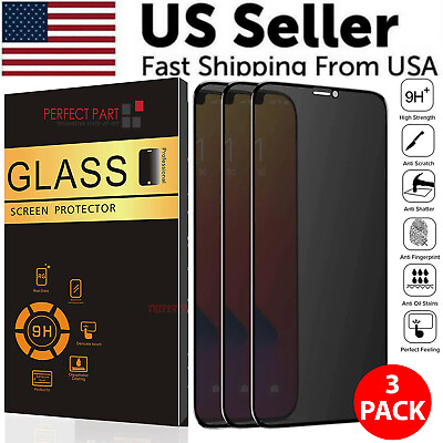 #ad 3 Pack For iPhone 15 14 13 12 11 Pro Max Privacy Tempered Glass Screen Protector $6.89