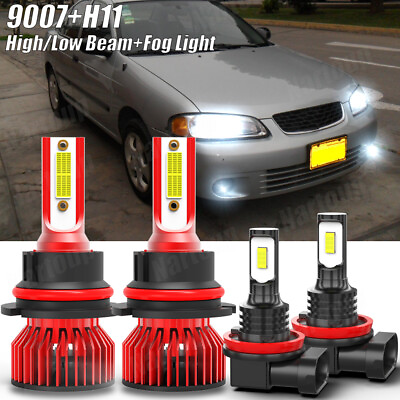#ad For Nissan Sentra 2000 2003 4x Highamp;Low Beam LED Headlight Fog Light Bulbs Kit $27.99