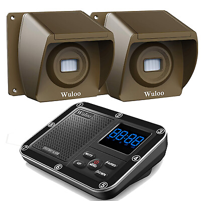 #ad Wuloo Home Yard Gate Driveway Alert Wireless Outdoor Motion Sensors Alarm System $87.99