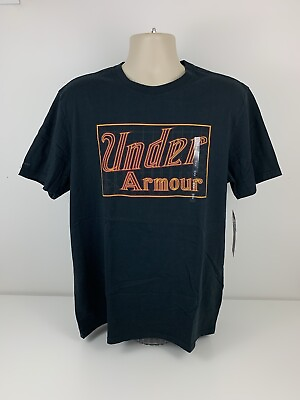 #ad Under Armour Black Box Logo T Shirt Mens Size L Large Loose NWT Heat Gear NEW $17.99