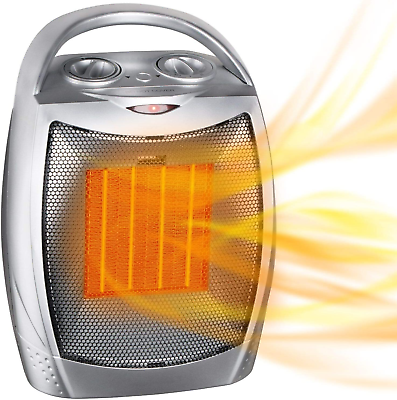 #ad Portable Electric Space Heater with Thermostat 1500W 750W Safe and Quiet Cerami $38.22