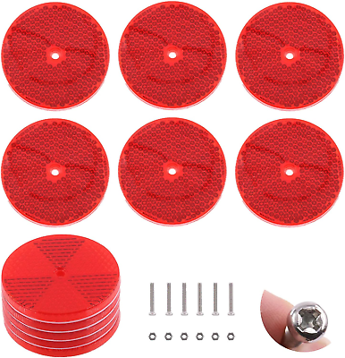 #ad 12Pcs Red Front Reflector round Reflector with 24Pcs 304 Mounting Bolts and Nuts $21.44