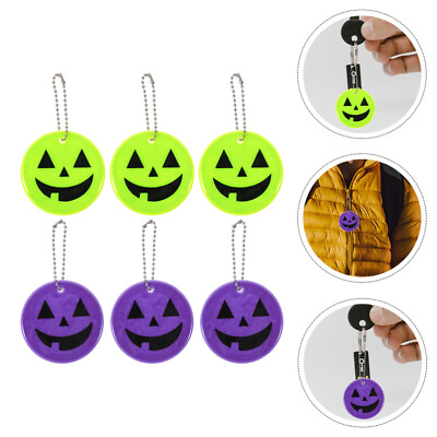 #ad 6 Pcs Reflective Pendant Halloween Pumpkin Keychain Monster $7.95