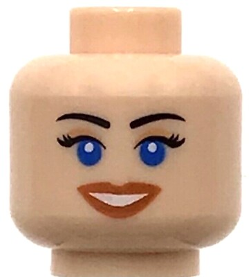 Lego New Light Flesh Nougat Minifig Head Dual Sided Female Blue Eyes Smile Face $2.99