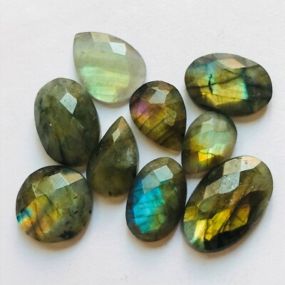 #ad 9 Pcs Multi Natural Top Quality Faceted Labradorite Lots Gemstone 105 Cts $14.25
