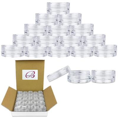 #ad 3g 3ml 0.1 Fl Oz Round Clear Plastic Jars with Round Top Lids for Creams L... $10.77