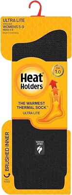 #ad NWT Heat Holders Women Ultra Lite Min Weight Thermal Sock Black Sz 5 9 $30 6C127 $21.24