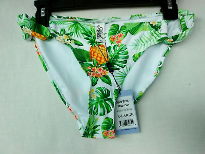 #ad NWT HEAT SWIMWEAR Tropical print Rouched Side SWIM BIKINI BOTTOM Sz XL $14.99