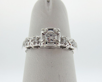 #ad Estate Genuine Diamonds Solid 14k White Gold Engagement Ring FREE Sizing $695.00