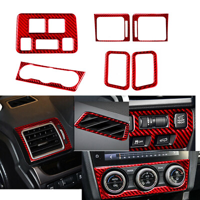 #ad 6X RED Real Carbon Fiber Interior Sticker Trim SET For Subaru WRX 2015 2019 $36.79