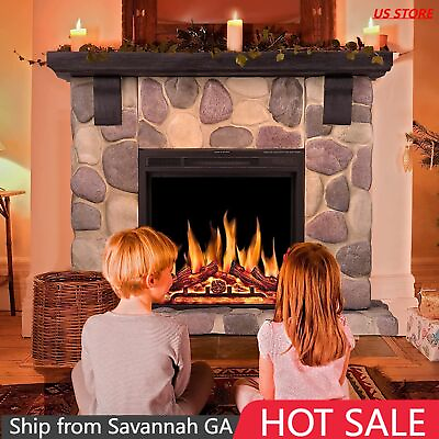 #ad Electric Fireplace 48#x27;#x27; Fireplace Heater TV Stand Mantel Stone7 FlameGA $701.99
