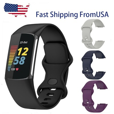 #ad For Fitbit Charge 5 Charge 6 Sport Silicone Strap Watch Band Wristband Bracelets $5.49