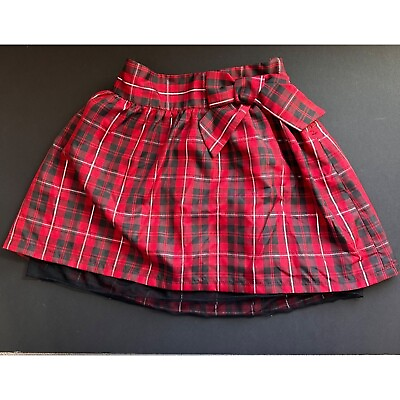 #ad Cherokee Plaid Skirt Girls 6 6X Red Black Bow Adjustable Waist $6.94