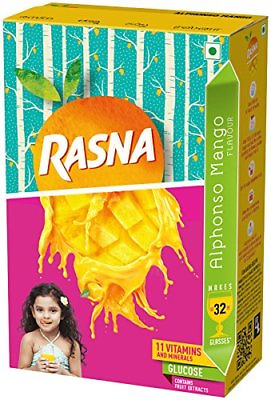 #ad Rasna Fruit Fun Alphonso Mango 32 Glass monocarton $10.95