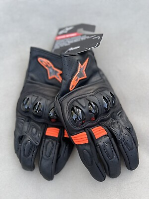 #ad NEW Alpinestars Road Sport Padded Motorcycle Racing Gloves Black amp; Orange LARGE $59.95