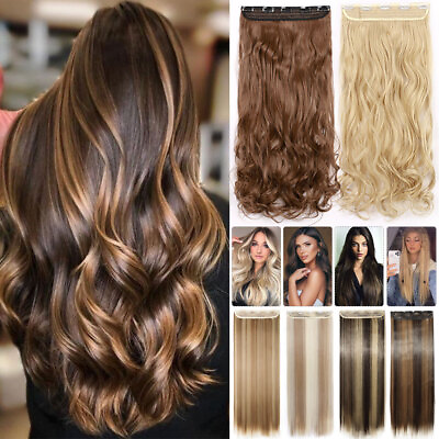 #ad Thick 17 30quot; Long Curly One Piece Full Head Clip In Hair Extension Real As Human $15.11