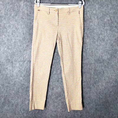 #ad Rosner Alisa Pants 10 Slim Straight Gold Metallic Mosaic Stretchy Knit Pockets $15.47
