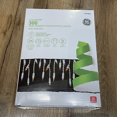#ad NEW GE ConstantOn 300 High Density Icicle Style Multi Color Lights White Wire $33.95