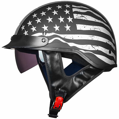 #ad ILM Motorcycle Half Helmet with Fastening Buckle Bike Helmet Sun Visor DOT Gifts $59.99