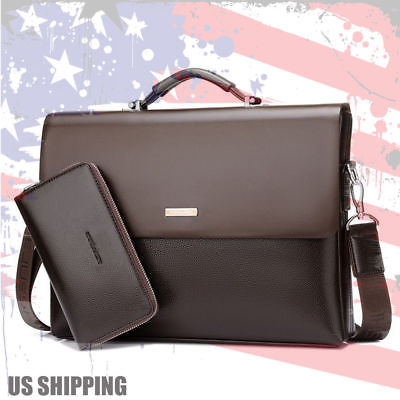 #ad New Business Men#x27;s Leather Handbag Briefcase Bag Laptop Shoulder Bags $44.90