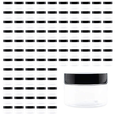 #ad 4oz Clear Plastic Jars w Labels amp; Spatulas amp; Lids 120 Pack $95.99