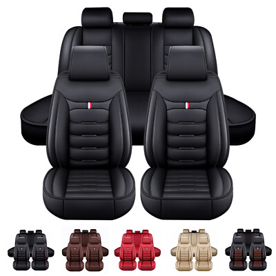 #ad Leatherette Front Car Seat Covers Full Set Cushion Protector Universal 4 Season $29.99