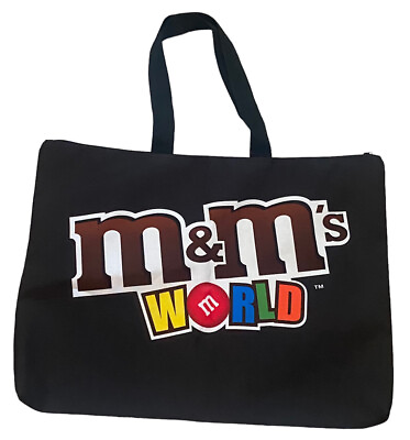 #ad Mamp;M’s WORLD Large Tote Carry Bag Colorful Double Sided Graphics Zippered Top BIG $18.77