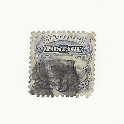 #ad 1869 US used 3 cent stamp # 114 Locomotive ultramarine; CV $ 17.50 $9.50