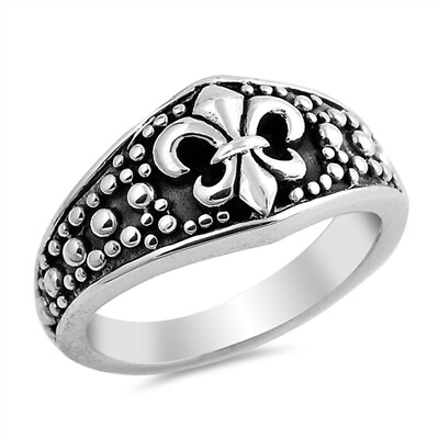 #ad Fleur De Lis Spotted Ring New .925 Sterling Silver Bubble Band Sizes 5 10 $24.99