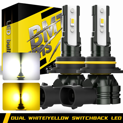 #ad 9145 9140 H10 LED Fog Driving Light Bulbs Switchback Dual White Amber 12000LM $19.99
