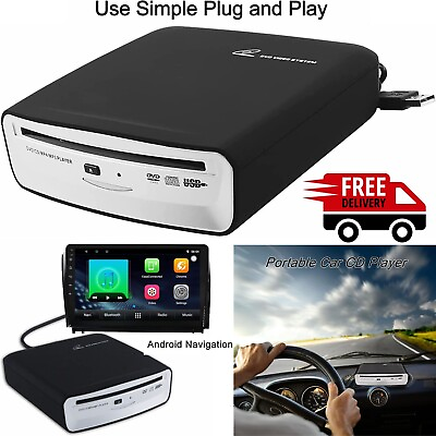 #ad Portable Car CD DVD Player Universal with USB Port Plug and Play TV PC Laptops $76.89