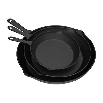#ad Frying Pans Set of 3 Cast Iron Pre Seasoned Nonstick Skillets in 10” 8” 6” $22.64