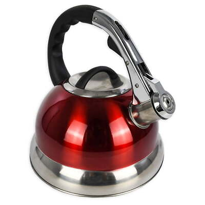 #ad 3 Liter Whistling Tea Kettle Stainless Steel Red $14.35