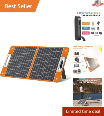 #ad Portable 18V 60W Solar Panel Charger for Outdoor Power Station Charging $198.97