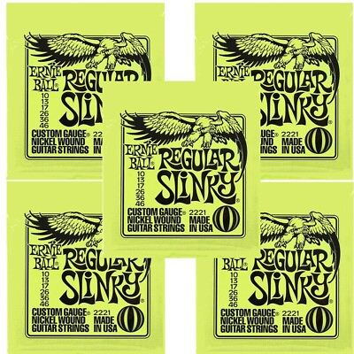 #ad Ernie Ball Guitar Strings 5 Packs Electric Regular Slinky 2221 10 46 $43.89