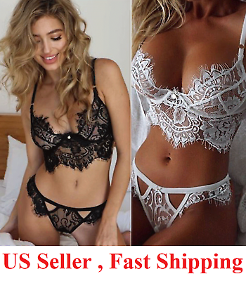 #ad Women Sexy Lace Lingerie Bralette Bra Set Thong Underwear Nightwear pajamas $5.95