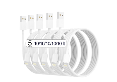 #ad Apple Iphone Charger Lightning Cable 10FT Foot Long MFI Certified 5 Pack $13.99