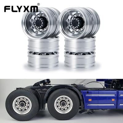 #ad 1 2 4 6PCS CNC Rear Wheel Rims Hubs Metal for 1 14 Scale RC Tractor Truck Tamiya $63.07