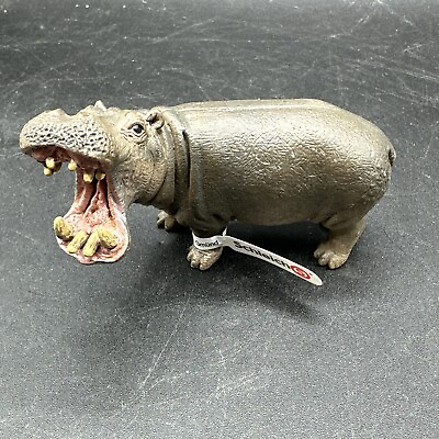 #ad Schleich HIPPO OPEN MOUTH Figure Retired 2012 Animal Wildlife Hippopotamus $10.99