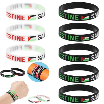 #ad Gaza Free Palestinian Wristband Silicone Wrist Band Palestine Flag Bracelet 2024 $1.78