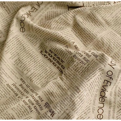 #ad 50x150cm Retro Newspaper Letter Printed Cotton Linen Patchwork Fabric Sewing $11.69