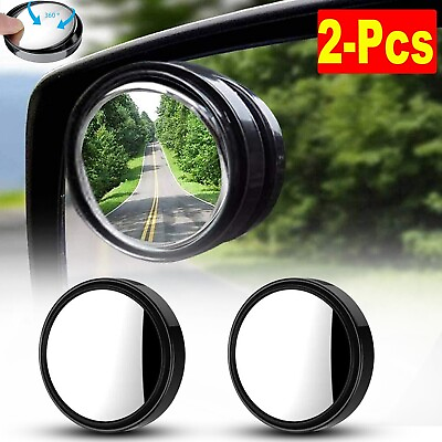 2PCS Blind Spot Mirrors Round HD Glass Convex 360° Side Rear View Mirror for Car $0.99
