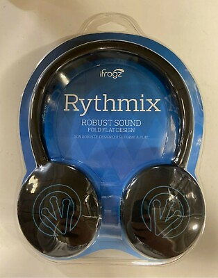 #ad IFROGZ * RYTHMIX* WIRED ROBUST SOUND FOLD FLAT DESIGN HEADPHONES Blue Black $4.99
